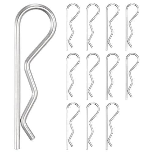 M METERXITY 12 Pcs Hitch Pin, M2.5 x 60mm 304 Stainless Steel Trailer Hitch Pin Clips R Clips Cotter Pins for Tractor/Lawn Mower/Trucks/Engine Repair, Hardware Pins Lock System [Silver] - size: M2.5 x 60mm