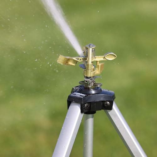 Melnor 65162AMZ Metal Pulsating Sprinkler with QuickConnect Set, Amazon Bundle, XT Tripod - style: Tripod, Metal Head