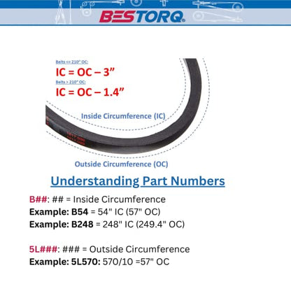 BESTORQ B21 or 5L240 V-Belt, Classic Wrapped Rubber X3 V-Belt, Black, 24" Outside Circumference x .66" Width x .43" Height, Pack of 4 - size: Pack of 4, style: B21 or 5L240
