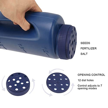 Handheld Fertilizer Spreader Hand Held Grass Seed Spreader Crop Spreading Salt Sowing Pot (Blue) - color: Blue
