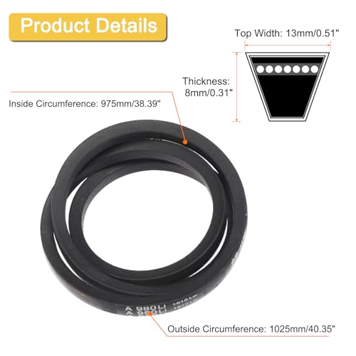 uxcell A38 1/2 Classic Wrapped V-Belt, 40" Outside Circumference, Black, Industrial Rubber V-Belt for Pumps, Fans, Compressors, Agricultural Equipment - size: A38 1/2