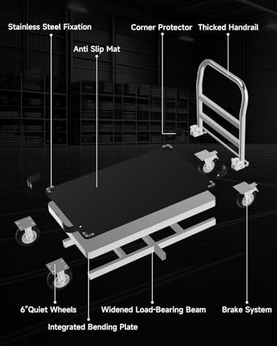 2500 lb Heavy Duty Platform Truck, 48" x 24" Foldable Flatbed Cart - size: 48" x 24"