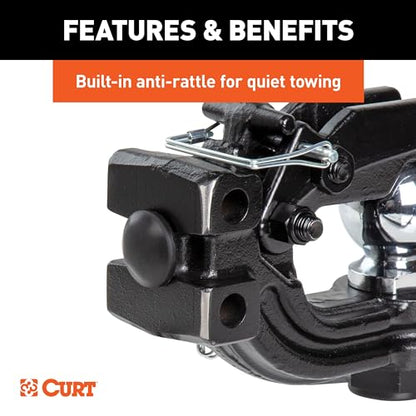 CURT 45908 Adjustable Ball and Pintle Channel Mount, 2-1/2" Shank, 20K