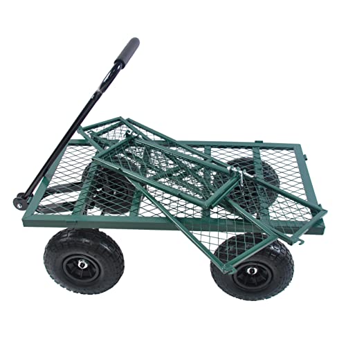 Garden Dump Cart - Large Capacity, Removable, Sturdy, Green, Outdoor Use - color: Green