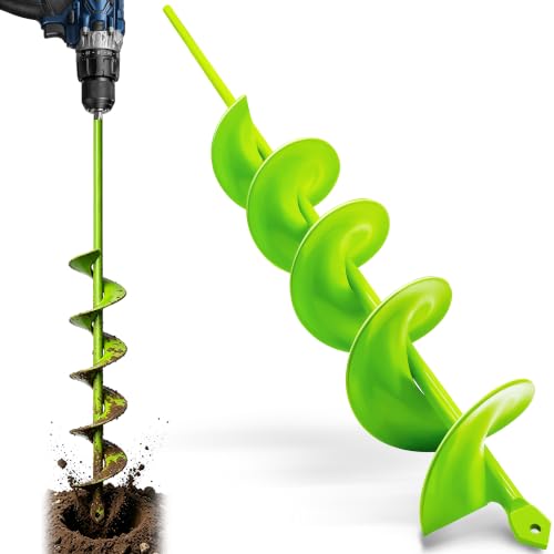 3"x24" Green Extra Long Auger Drill Bit – One-Piece Solid Steel Construction – for Deep Tree Planting & Tall Fence Posts – Heavy Duty Garden Earth Drill - color: Green, size: 3"x24"