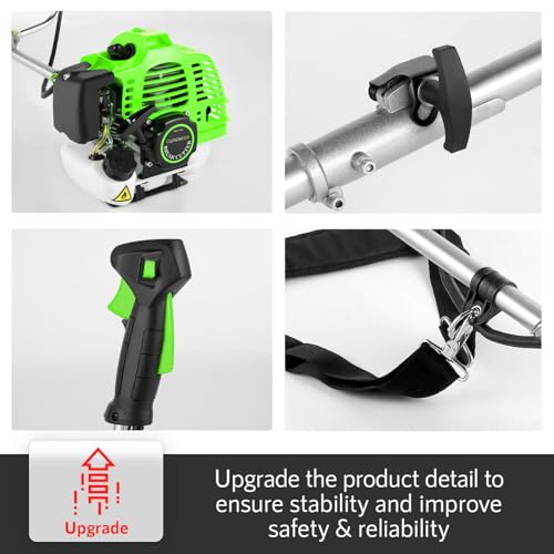 58CC 4 in 1 Gas Powered Weed Wacker, Brush Cutter, 18.5 in Cut Path Green - color: Green