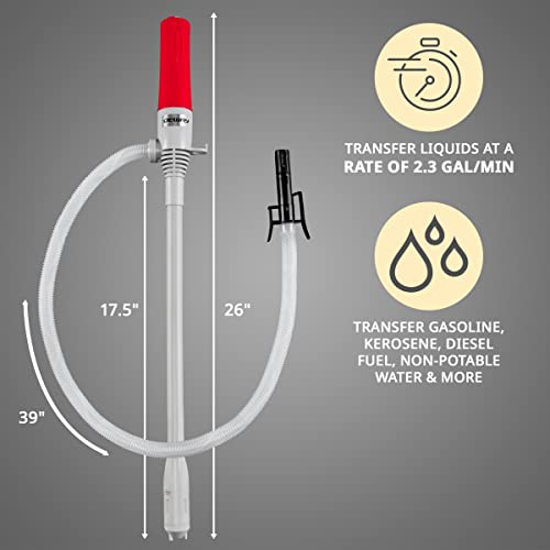 DEWAY Fuel Transfer Pump, Auto Stop, Battery Powered, Gray, Large - style: Auto-Stop
