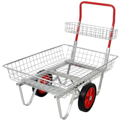 Utility Garden Cart Wagon, Heavy Duty Mesh Steel Garden Cart with Wheels Rolling Storage Trolley for Outdoor Patio Yard Lawn and Gardening Tools