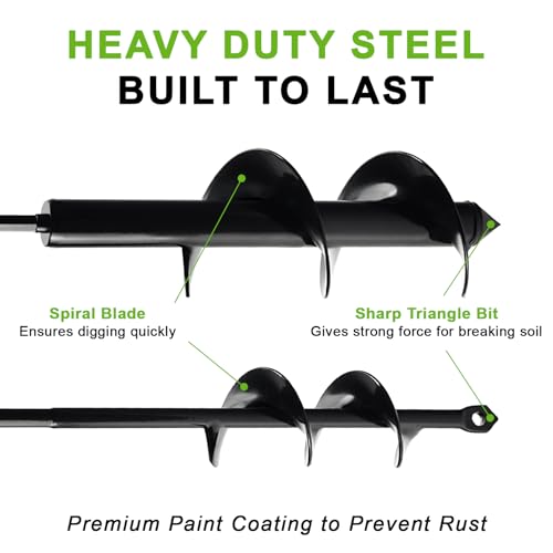 2 Pack Garden Auger Spiral Drill Bit Set - 3 x 12 Inch & 1.6 x 9 Inch with Garden Gloves, Planting Bulb, Bedding Plants, Digging Weeds Roots, Post Umbrella Hole Digger for 3/8" Hex Drive Drill - size: 1.6" x 9"-Black + 3" x 12"-Black with Gloves