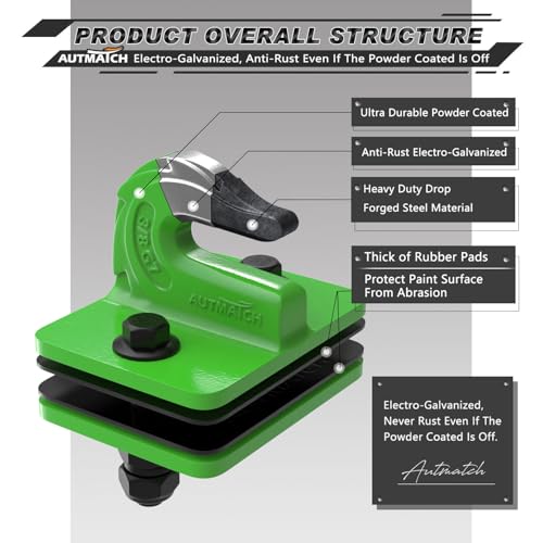 AUTMATCH Tractor Bucket Grab Hook 3/8"" (2-Pack) Grade 70 Drop Forged Steel - color: Green