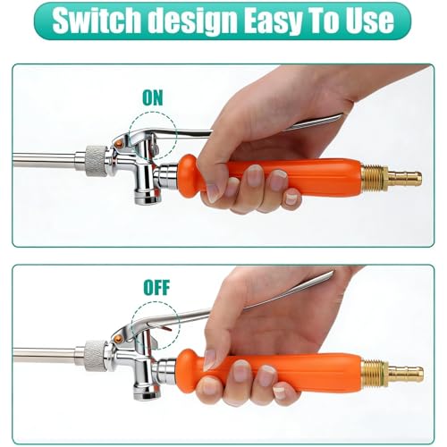 36 Inches All Metal Replacement Sprayer Wand,1/4" & 3/8" Brass Barb Sprayer Wand Replacement, Stainless Steel Sprayer Wand with Shut off Valve & 2 Hose Clamps (36 Inches Sprayer Wand)
