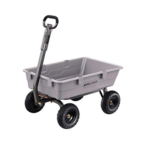 Gorilla Carts Poly Dump Cart, 800 lb. Capacity, 5 Cu Ft, Gray - size: 5-Cubic Feet, style: Pneumatic