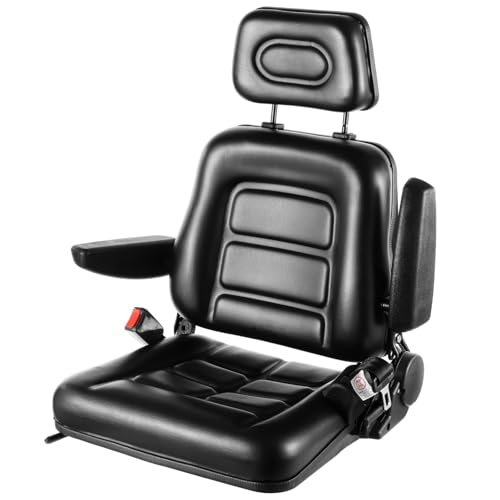 yeesport Universal Forklift Seat, Tractor Mower Seat with Headrest & Belt