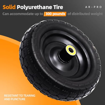 AR-PRO 10" Solid Flat Free Wheels for Garden Carts, 4-Pack - size: 10" Solid Tire (4-Wheel)