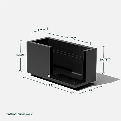 Veradek Block Series Long Box Planter - Rectangular Outdoor Planter - color: Black, size: Small