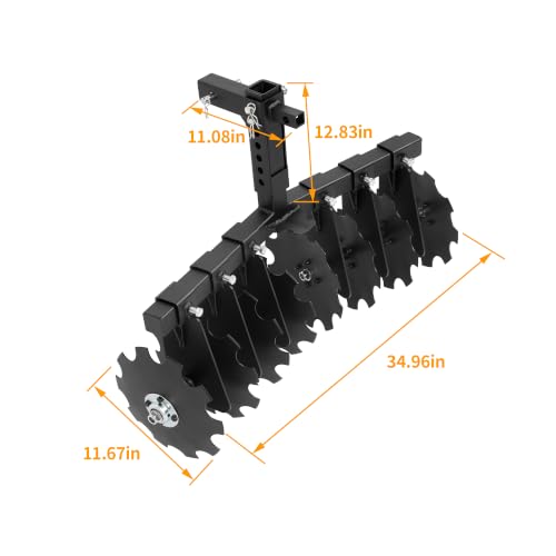 WUTIST 35" Disc Harrow Plow Attachment Compatible with All ATVs, UTVs - color: Black
