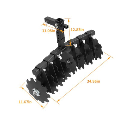 WUTIST 35" Disc Harrow Plow Attachment Compatible with All ATVs, UTVs - color: Black