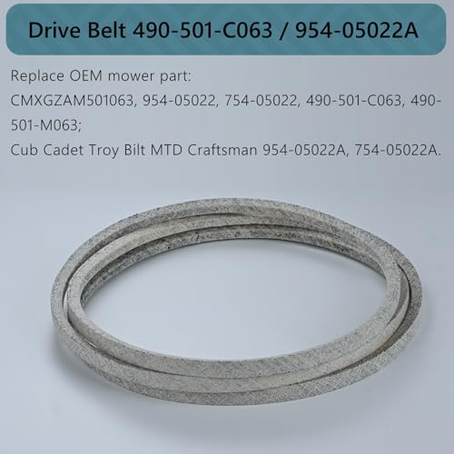 Holdly 490-501-C063 / 954-05022A Deck Belt 1/2 x 108'', Mower Belt for CUB Cadet 490-501-C063 Drive Belt 46" Deck 05022 XT1 XT2 LX46 LT46 954-05022A, Kevlar Aramid Belt for Lawn Mower - size: 490-501-C063/ 954-05022