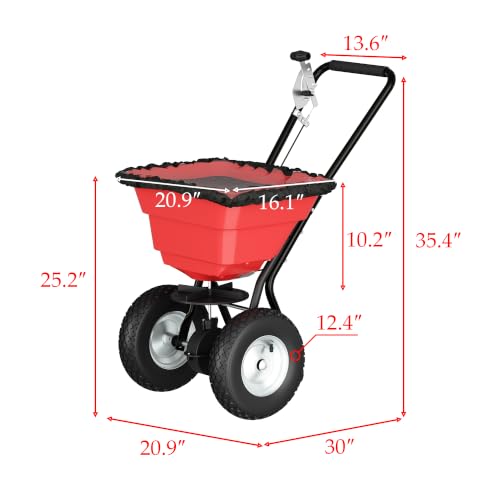 MOUMON 80LBS Push Broadcast Fertilizer Spreader, Walk-Behind Garden Seeder
