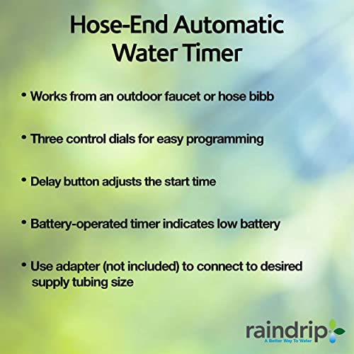 Raindrip R675CT Analog 3-Dial Water, Sprinkler Timer with Rain Delay for Drip Irrigation, Garden, Self-Watering - style: Analog