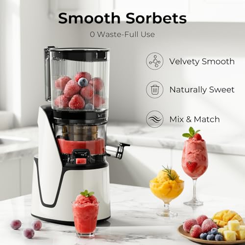 EanOruus Juicer Machines, 3-in-1 Cold Press Juicer, Bright White - color: Bright White