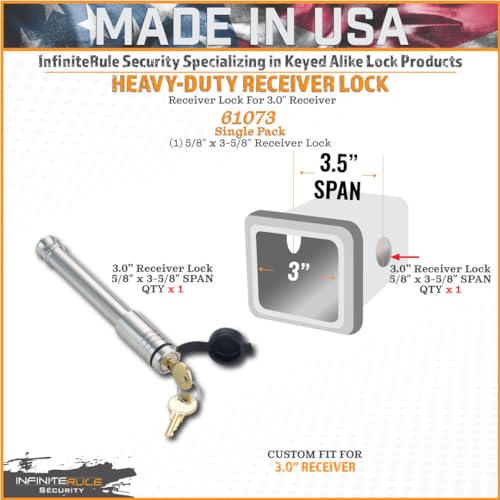 61073 | Receiver Lock for 3" Receiver - color: 1PK (1) Receiver Lock, size: Fits: 3.0" Receiver