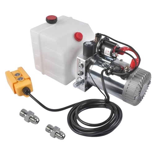 4 Quart Single Acting Hydraulic Pump 12V DC Hydraulic Power Unit Dump Trailer Plastic Tank Vahaha