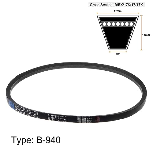 HARFINGTON B-940 V-Belts Drive Belt 940mm(37") Inner Girth 17mm Top Width B Section Rubber for Power Transmission - size: 940mm