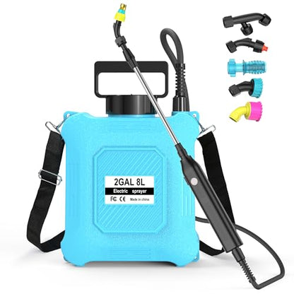 Battery Powered Sprayer 2 Gallon Electric Garden Sprayer for Plants & Weeds - color: BLUE