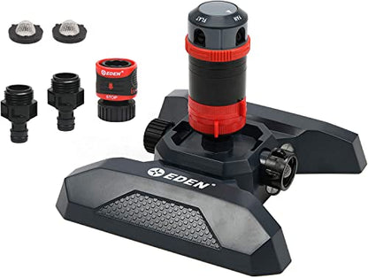 Eden 96123 4-Pattern Adjustable Mobile Rotary Gear Drive Sprinkler W/Quick Connect Starter Set, 360 Degree Coverage - style: Rotary