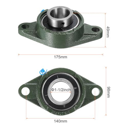 uxcell 2pcs UCFL208-24 Pillow Block Bearings 1-1/2 in Bore Self Alignment - size: UCFL208-24