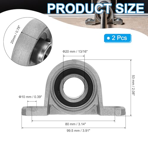 PATIKIL Pillow Block Bearing 13/16" / 20mm Bore, 2 Pcs Vertical Zinc Alloy Steel Mounted Flange Pillow Block Self Alignment Insert Bearings Bore Ball Housing for Machinery Agriculture - size: 13/16"