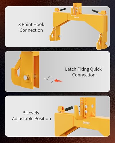 4000 lbs Category 2 3-Point Quick Hitch,Quick Attach 3 Point Hitch,3 Point Quick Hitch,Heavy-Duty 5-Level Adjustable Top Hook, Quick-Attach Compatible with Cat 2 Tractor Implements