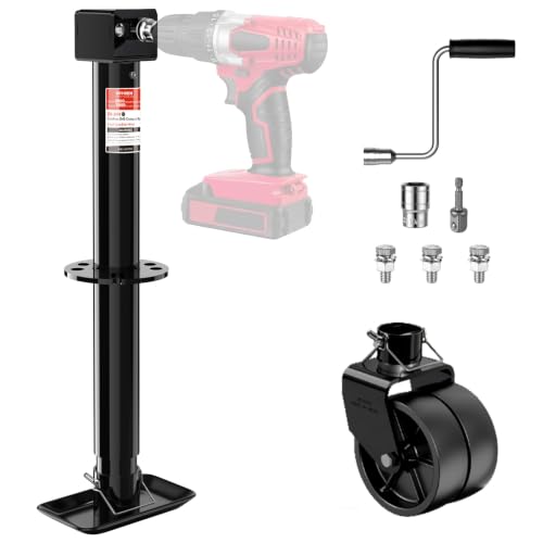 BOYISEN A-Frame Trailer Jack 2-in-1 5000lbs Foot Plate & 2000lbs Dual-Wheel