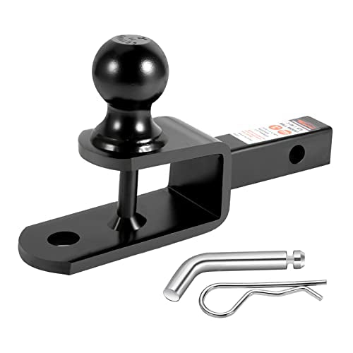 84031 Towever ATV Hitch Ball Mount 2 inch Ball with 1-1/4 inch Solid Shank, with 1/2 inch Pin & Clip, Rated 2000 lbs