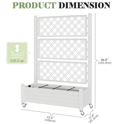 Trellis Raised Garden Bed, Self-Watering Planter Box, Ashen - color: Ashen, size: 61.2" H