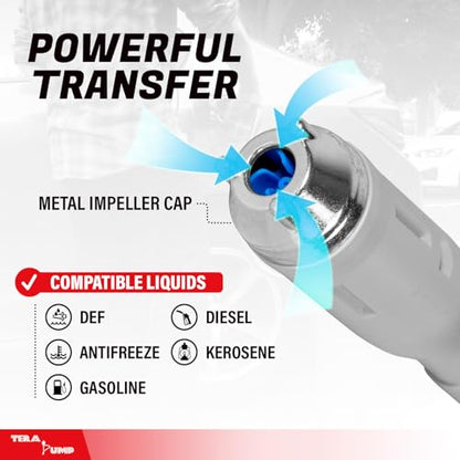 TERA PUMP Portable Battery Powered Gas Transfer Pump, New Gen - style: XL Nozzle Telescopic Stick Pump