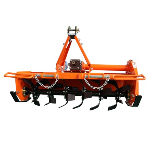Gecheer 49" Rotary Tiller Attachment for Cat 1 Tractors with Replaceable L-Shaped Tines