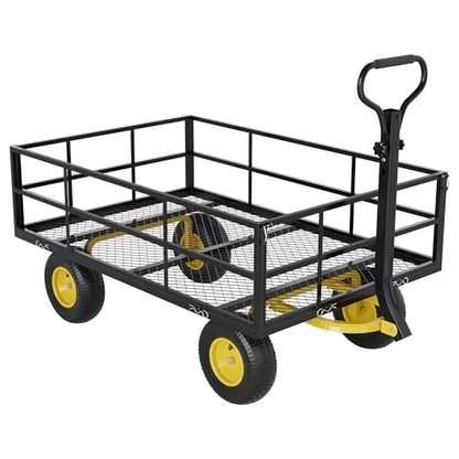 3-in-1 Heavy Duty Garden Cart 1400 Lbs Capacity, Steel Utility Wagon with 13" All-Terrain Tires, Removable Mesh Sides & 180° Rotating Handle,for Garden, Lawn, Outdoor Hauling（Black） - size: 1400 LBS Black