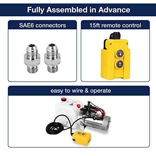 12V Hydraulic Power Unit 3200 PSI, Double-Acting Hydraulic Pump for Dump Trailer & Car Lifting - color: White-Plastic, size: Double Acting + 3 Quart.