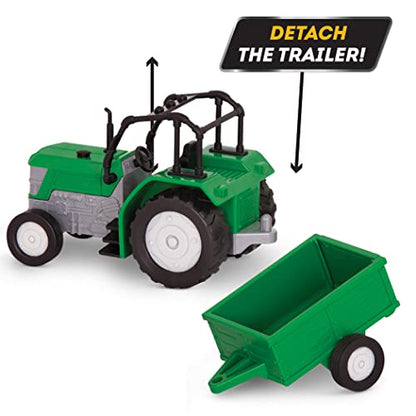 Driven by Battat Tractor Toy with Trailer, Lights and Sounds, 7-Inch, Micro - style: Tractor