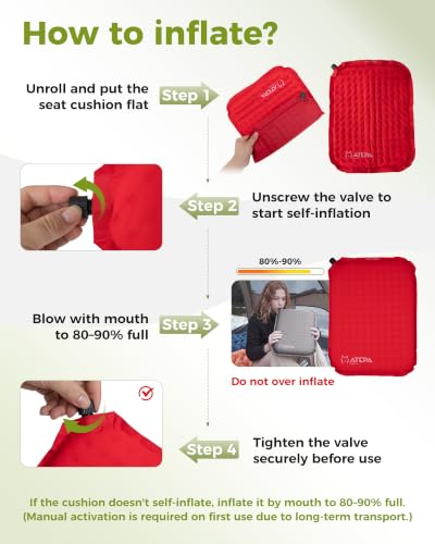 ATEPA Inflatable Seat Cushion - color: 1 Pack - Red