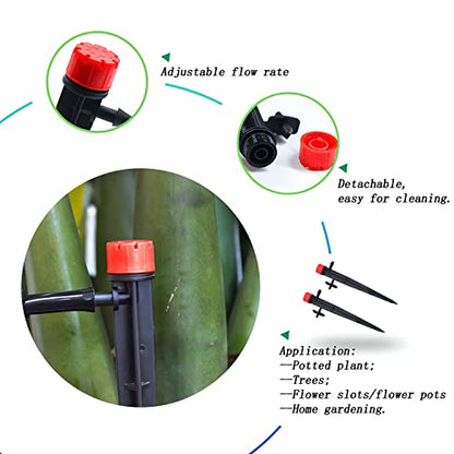 Drip Emitters for 1/4" Tubing: 360° Adjustable Irrigation Dripper, 50pcs - size: 50pcs Drip Emitters with 1/4" Fitting