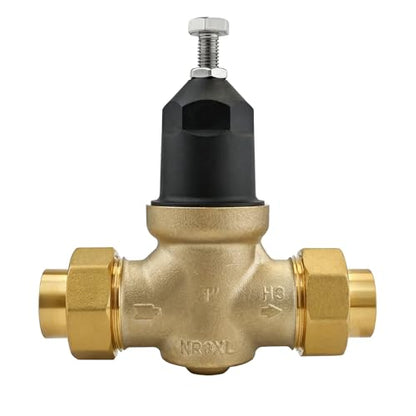 1" NR3XLDU Bronze Water Pressure Reducing Valve, 1-NR3XLDU with Double Union FNPT Connection, Has a Built-in Stainless Steel Filter Screen, No Lead Water Pressure Regulator for Home & Commercial Use