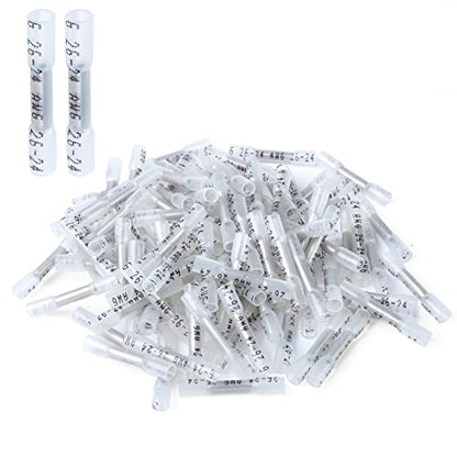 500PCS Heat Shrink Butt Wire Connectors 12-10 AWG, Insulated Waterproof Electrical Wire Connectors Automotive Marine Grade Wire Crimp Terminals Butt Splices, Ideal for Boat, Truck, Clear - size: 12-10 AWG - Clear 500 PCS