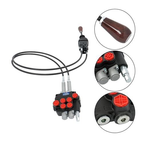 kimllier P80 Remote Control Double Acting Hydraulic Control Valve 1.5m Cable Joystick Remote Control, Cast Iron, for Construction and Agricultural Equipment