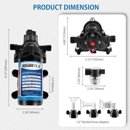 WASSERMANN 110V AC Water Diaphragm Pump,4.5GPM 55PSI 1/2" NPSM,Self-Priming Fresh Water Pressure Booster Pump,Pressure Switch, for Garden Kitchen Bathroom RV Marine Camper - color: Blue9