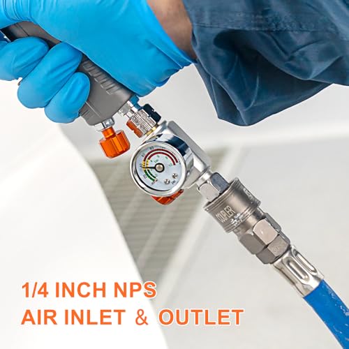 REFINE Air Pressure Regulator with Gauge 1/4" NPS for Paint Spray Guns