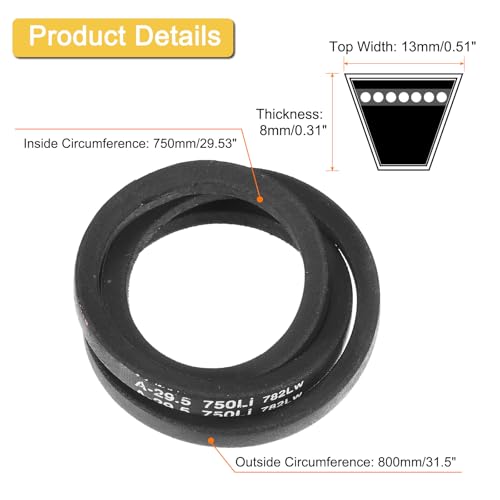 uxcell A29 1/2 Classic Wrapped V-Belt, 31" Outside Circumference Wrapped Industrial Rubber V-Belt A Profile V-Belt for Industrial Machinery Equipment, Black - size: A29 1/2