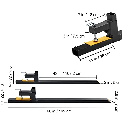 VEVOR 60" Clamp on Pallet Forks, 2000lbs Capacity Tractor Bucket Forks, Heavy Duty Quick Attach Pallet Fork for Bucket Tractor Loader Skid Steer